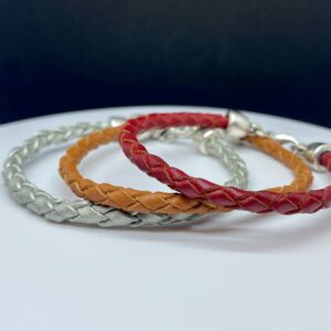 Bracelet en cuir rond tressé main (4 brins)