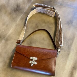 Sac « Sophéa » - cuir noisette & fil rouille - petit format