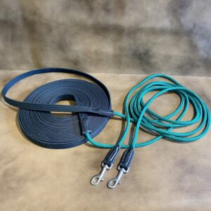 Longues rênes sangle & corde - noir & vert - En Stock