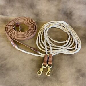 Longues rênes sangle & corde - marron & beige - En Stock